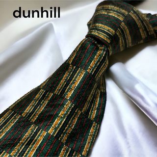 ダンヒル(Dunhill)の【美品】 dunhill ストライプ グリーン イタリア製高級シルク(ネクタイ)