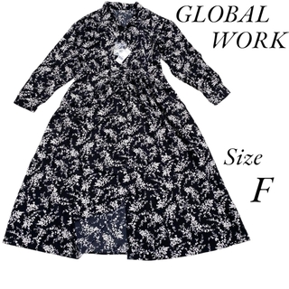 グローバルワーク(GLOBAL WORK)の新品未使用　GLOBAL WORK　グローバルワーク　長袖ワンピース　花柄(ロングワンピース/マキシワンピース)