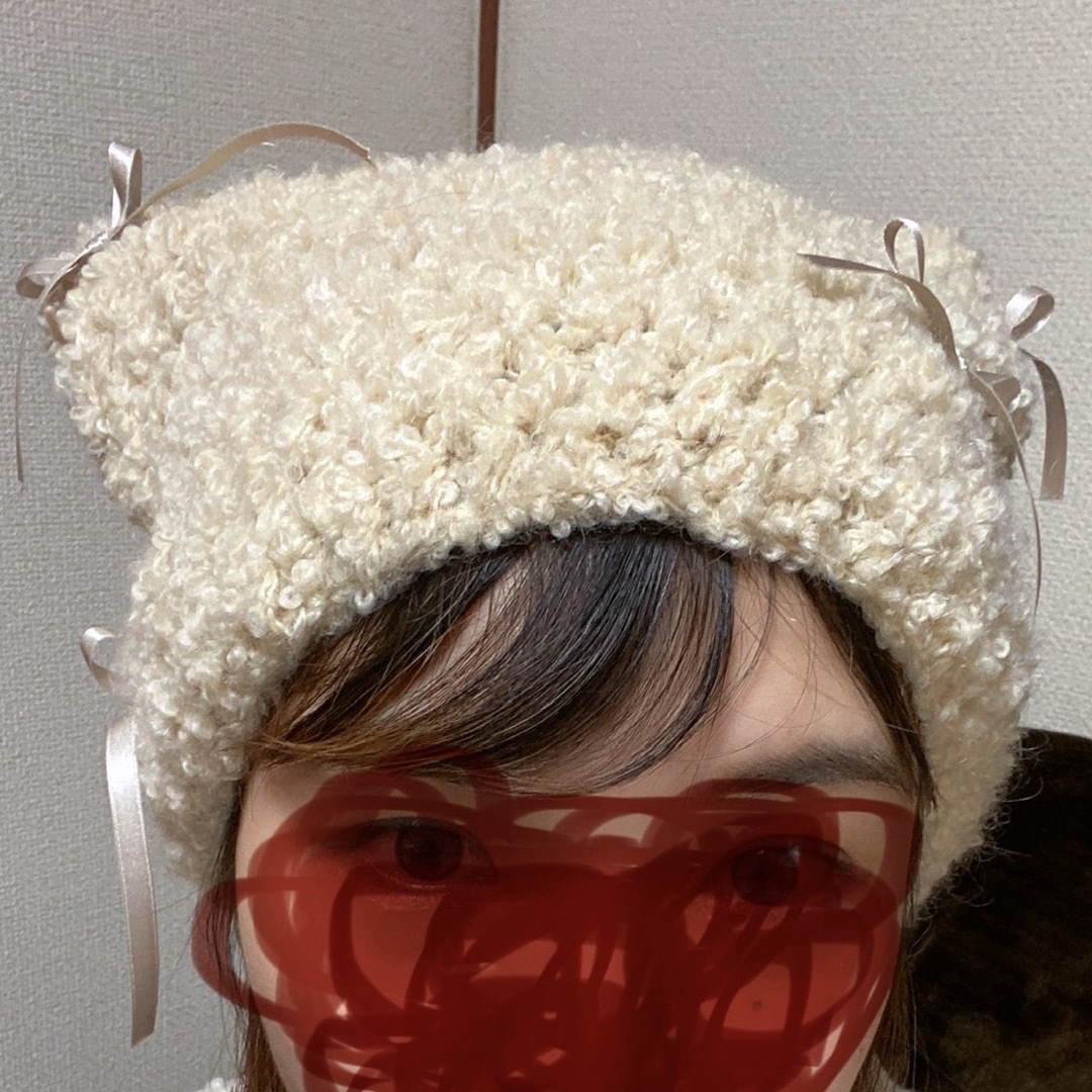 Le Sserafim サクラ　猫耳帽　ミサモ　ハンドメイド品 ハンドメイドのファッション小物(帽子)の商品写真