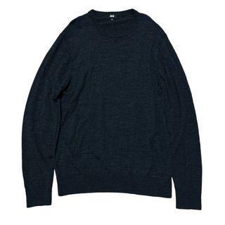 ユニクロ(UNIQLO)のUNIQLO エクストラファインメリノクルーネックセーター ダークグレー L(ニット/セーター)