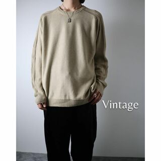 ヴィンテージ(VINTAGE)の【vintage】ライン デザイン ルーズ ニット セーター ラグラン XL(ニット/セーター)