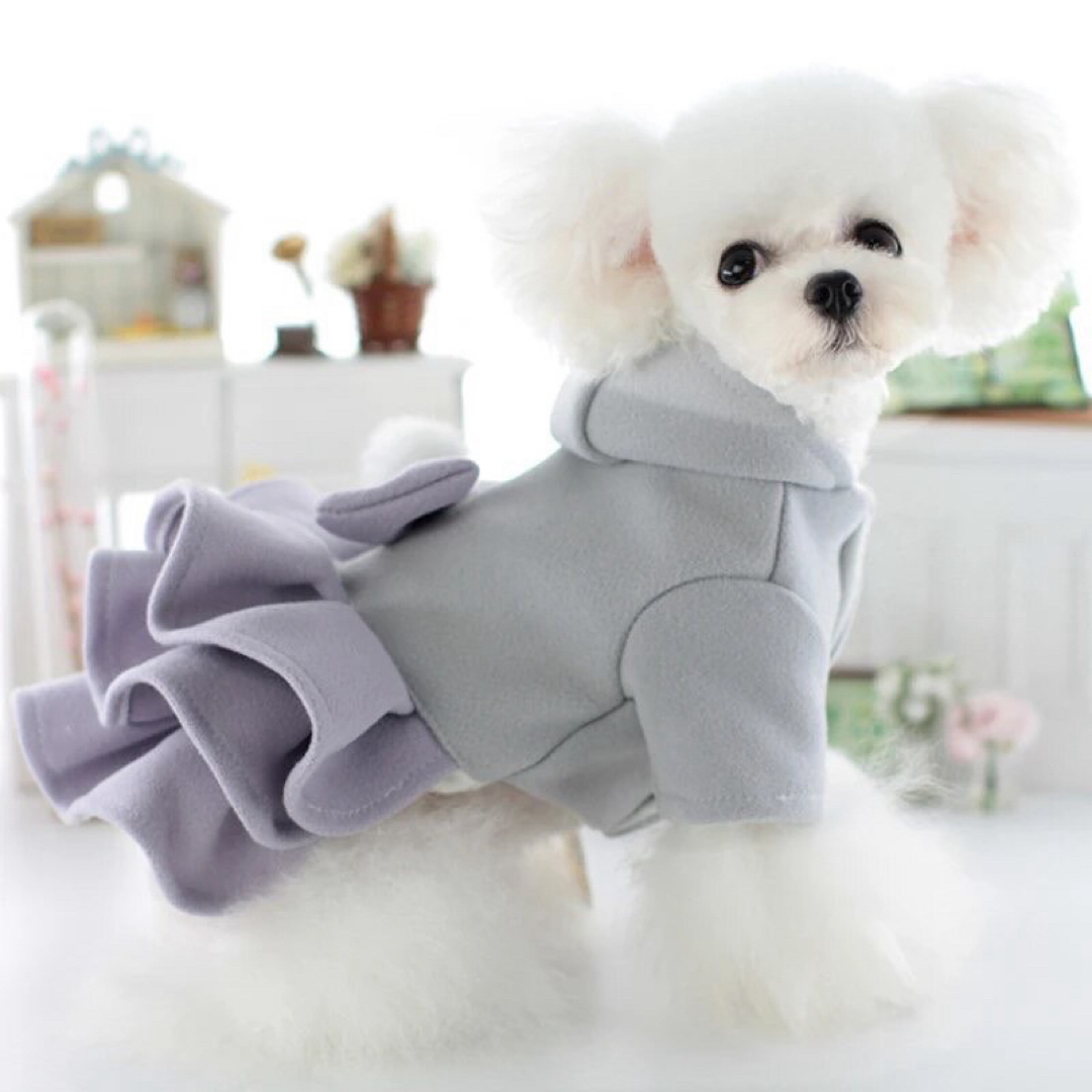 犬 ワンピース 可愛い 帽子 リボン 防寒 ピンク パープル ２着セット その他のペット用品(犬)の商品写真