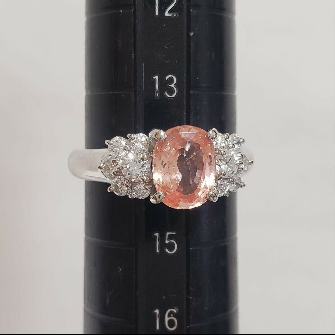 SALE 非加熱天然パパラチアサファイア 1.542ct GIA鑑別書付 14号 レディースのアクセサリー(リング(指輪))の商品写真