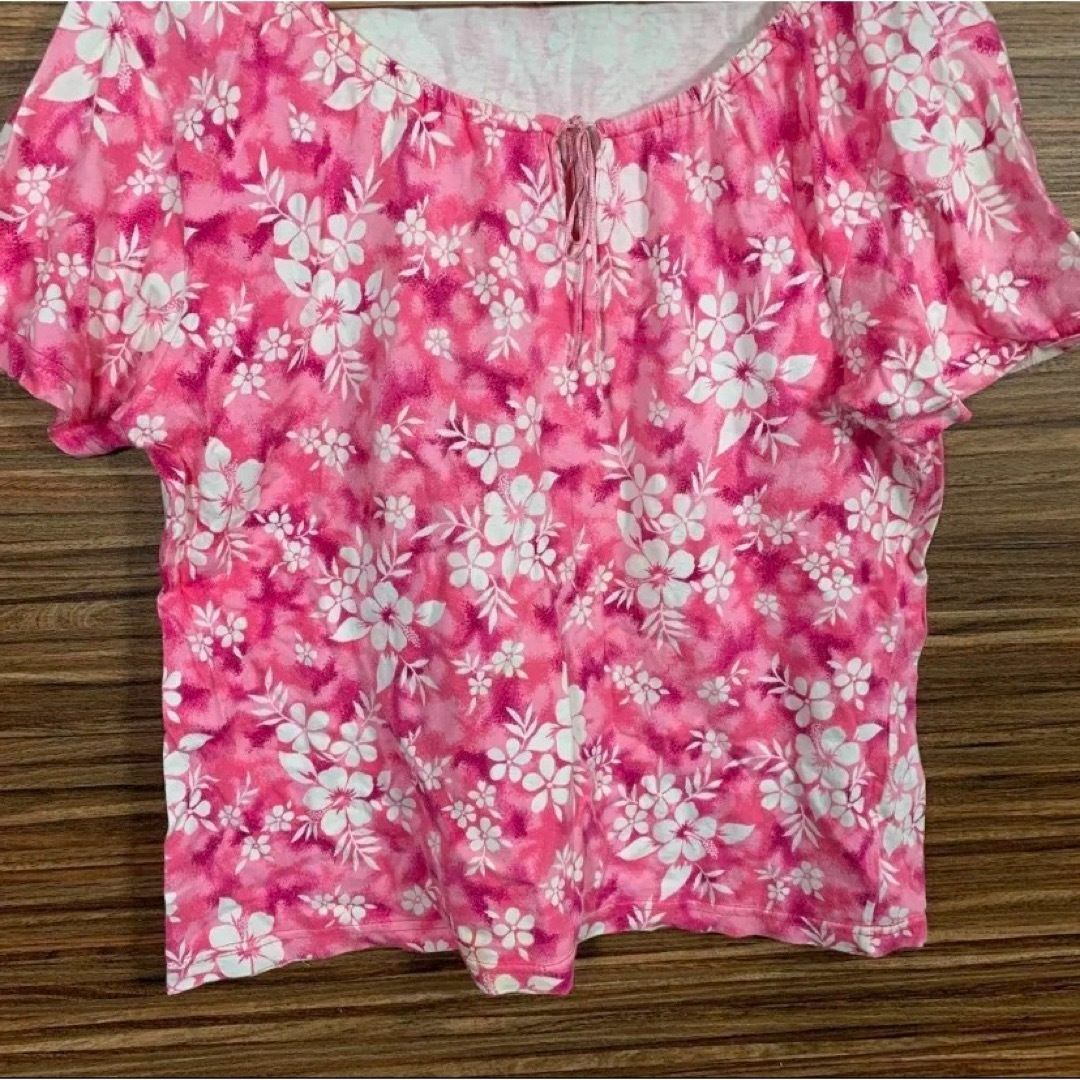 VINGT SEPT ヴァンセット️⭐️L Lサイズ ピンク 半袖シャツ 花柄 レディースのトップス(Tシャツ(半袖/袖なし))の商品写真