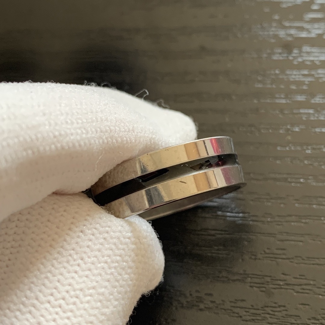 【r40】ステンレス　ブラック　ライン　リング　指輪　シルバー　20号 メンズのアクセサリー(リング(指輪))の商品写真
