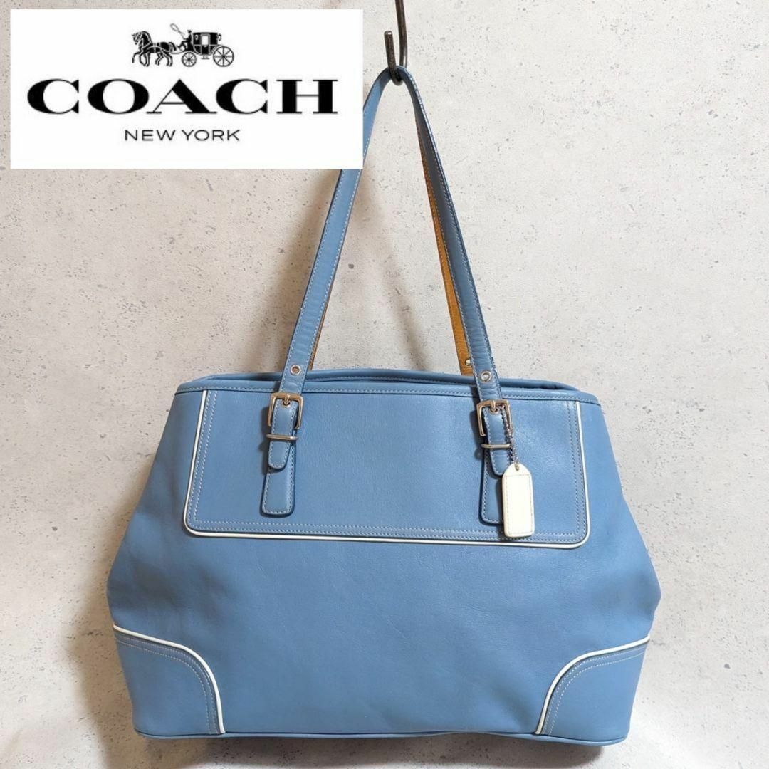 【美品】COACH トートバッグ ブルー コーチ ビジネス