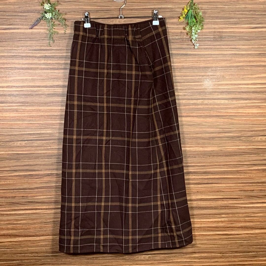 Sonny Label(サニーレーベル)のサニーレーベル スカート サイズ36 Sサイズ相当 茶色 レーヨン チェック レディースのスカート(ロングスカート)の商品写真