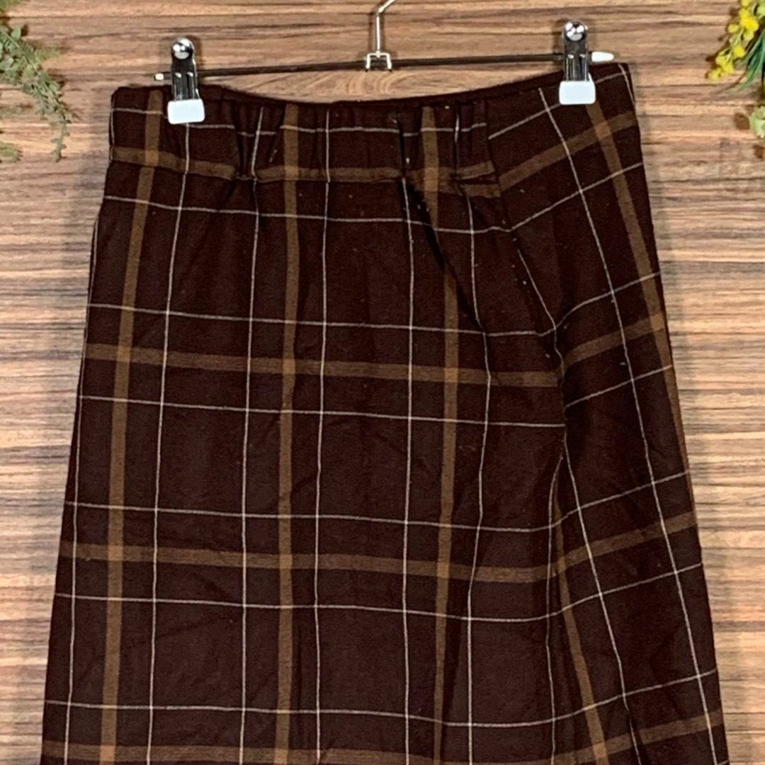 Sonny Label(サニーレーベル)のサニーレーベル スカート サイズ36 Sサイズ相当 茶色 レーヨン チェック レディースのスカート(ロングスカート)の商品写真