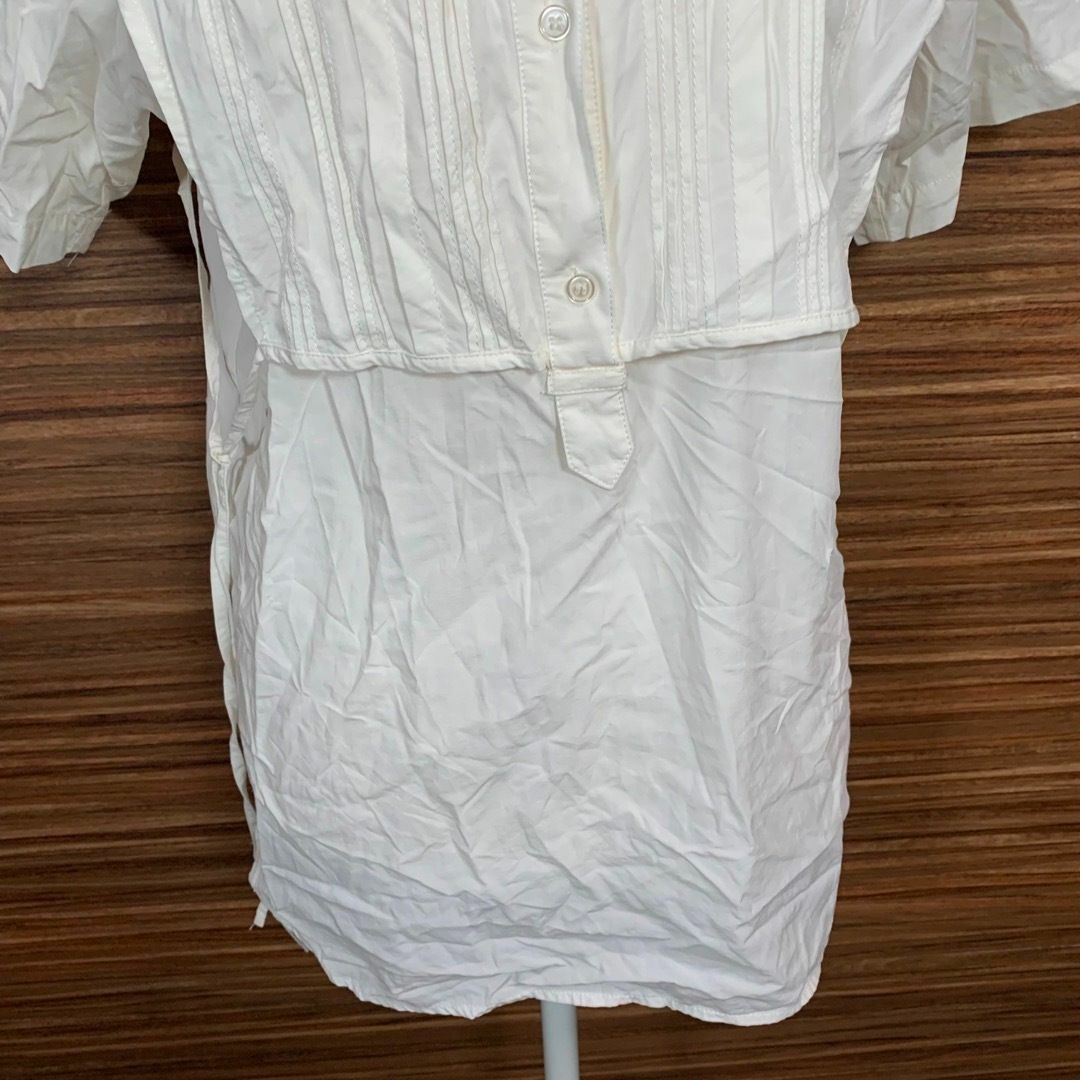 KBF(ケービーエフ)のKBF ケービーエフ シャツ ブラウス XL相当 白 ホワイト レーヨン 半袖 レディースのトップス(シャツ/ブラウス(半袖/袖なし))の商品写真