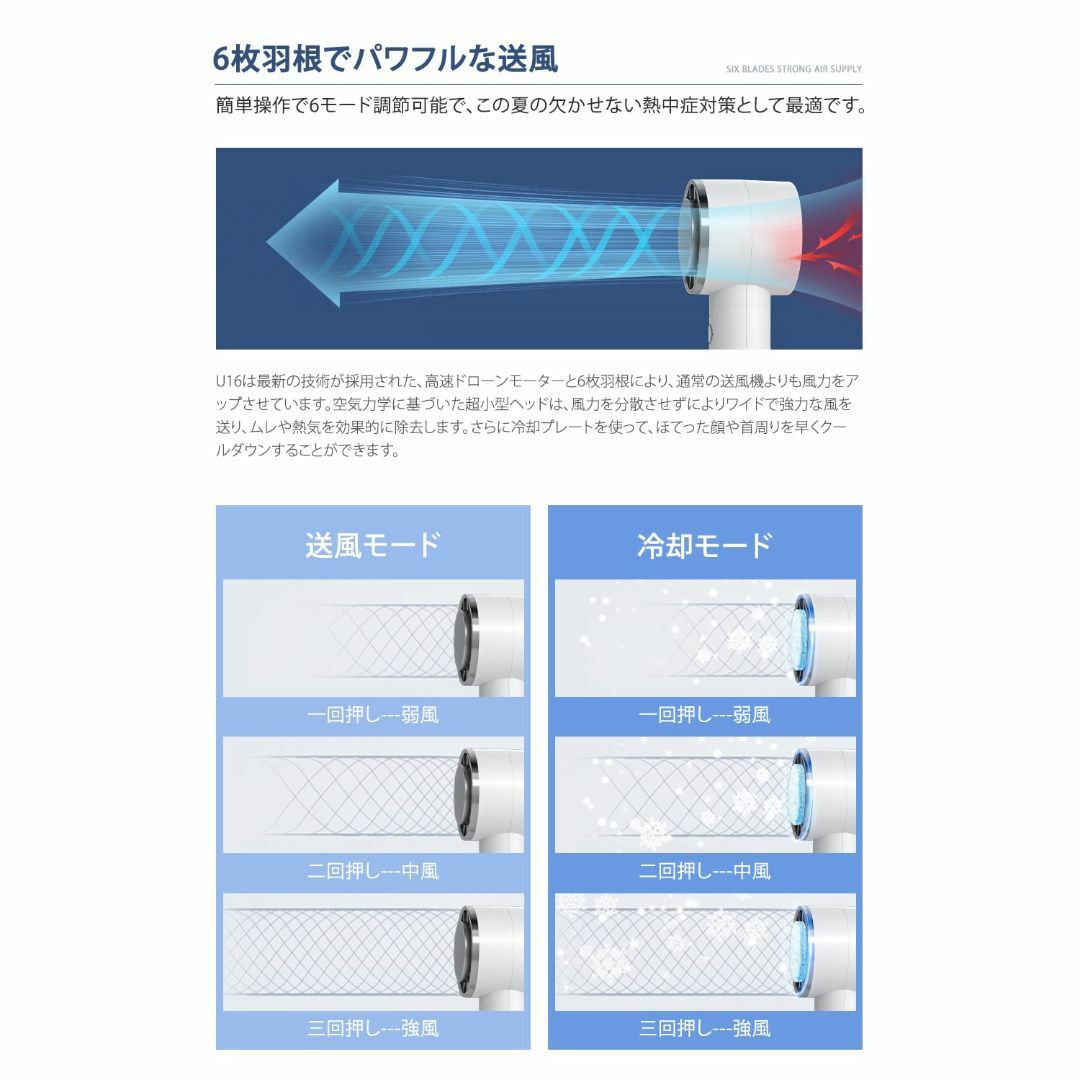 マルチクールハンディファン - USB充電式携帯冷却扇風機 スマホ/家電/カメラの冷暖房/空調(扇風機)の商品写真
