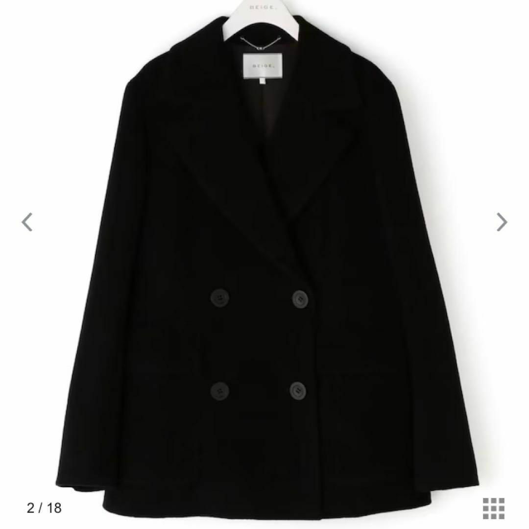 BEIGE,(ベイジ)の美品♡ ベイジ ピーコート LEEDS アンゴラ ブラック サイズ4 レディースのジャケット/アウター(ピーコート)の商品写真