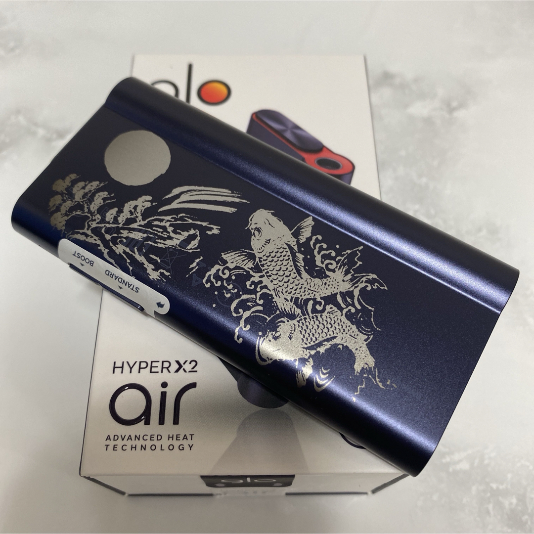 glo(グロー)の鯉 滝登り加工 glo hyper air グローハイパーエアー 本体 ネイビー メンズのファッション小物(タバコグッズ)の商品写真