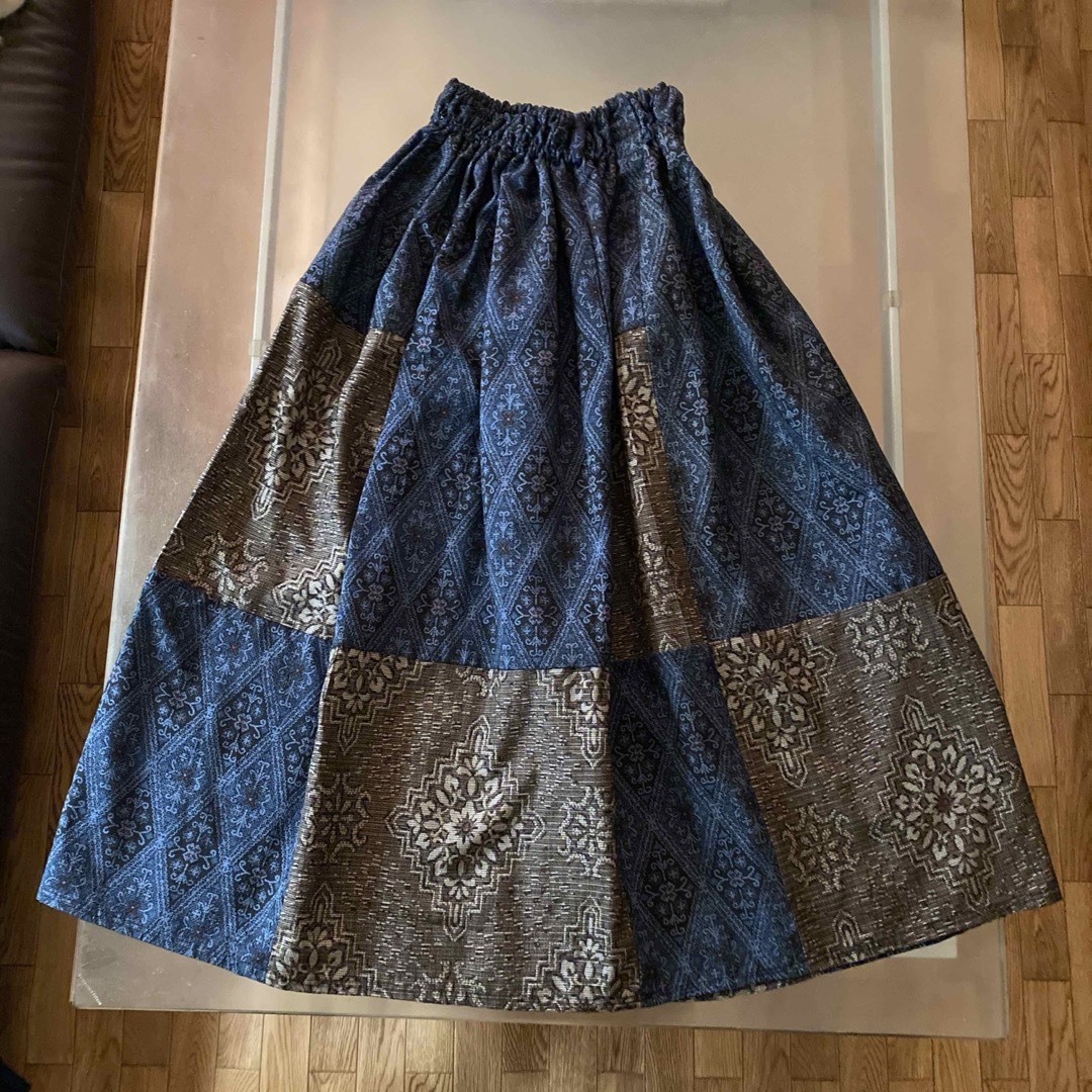 着物リメイクロングスカート　紬着物リメイクスカート　 レディースのスカート(ロングスカート)の商品写真