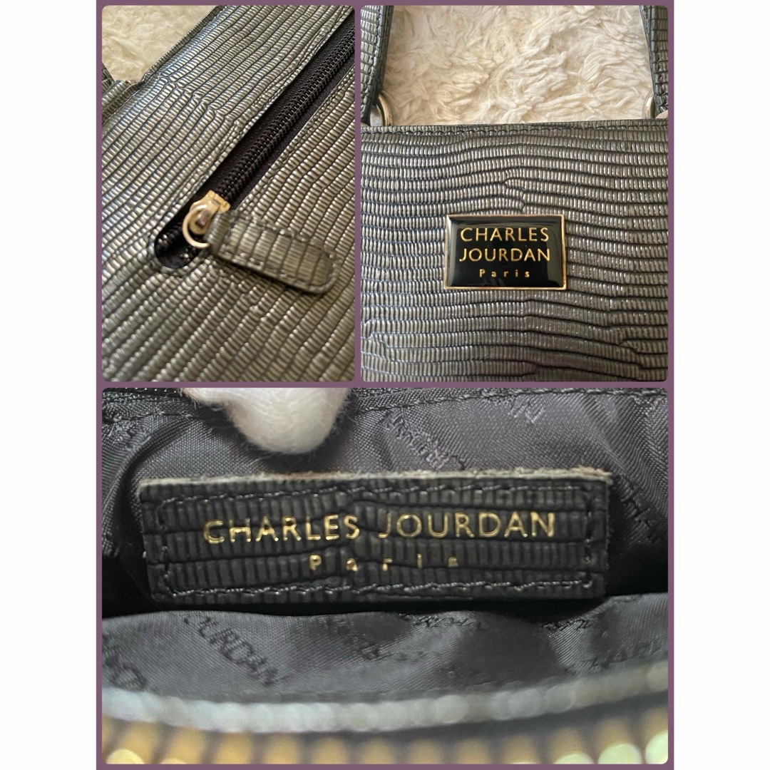 CHARLES JOURDAN(シャルルジョルダン)のセレモニーに♪ CHARLES JOURDAN  型押しレザー　ハンドバッグ レディースのバッグ(ハンドバッグ)の商品写真