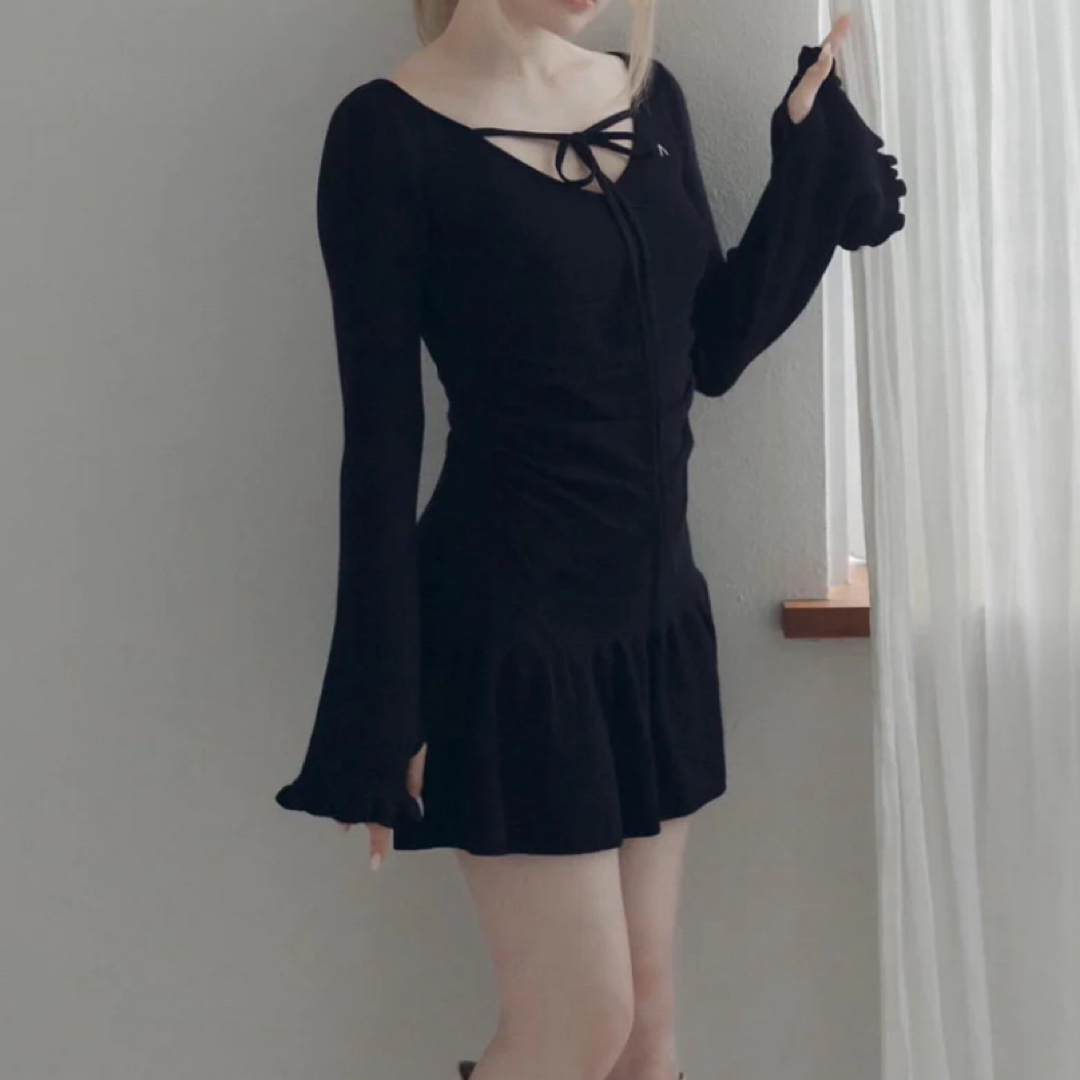 【新品未使用】andmary Fleur knit mini dressワンピース