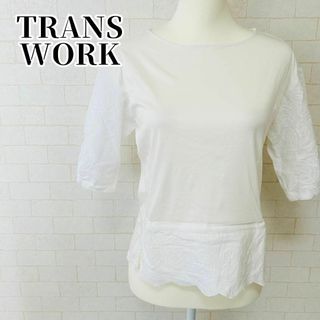 トランスワーク(TRANS WORK)の【美品】トランスワーク レースカットソー 半袖ブラウス Tシャツ M(Tシャツ(半袖/袖なし))