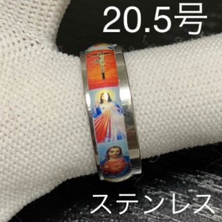 【r43】ステンレス　レトロ　キリスト　リング　指輪　シルバー　20.5号(リング(指輪))