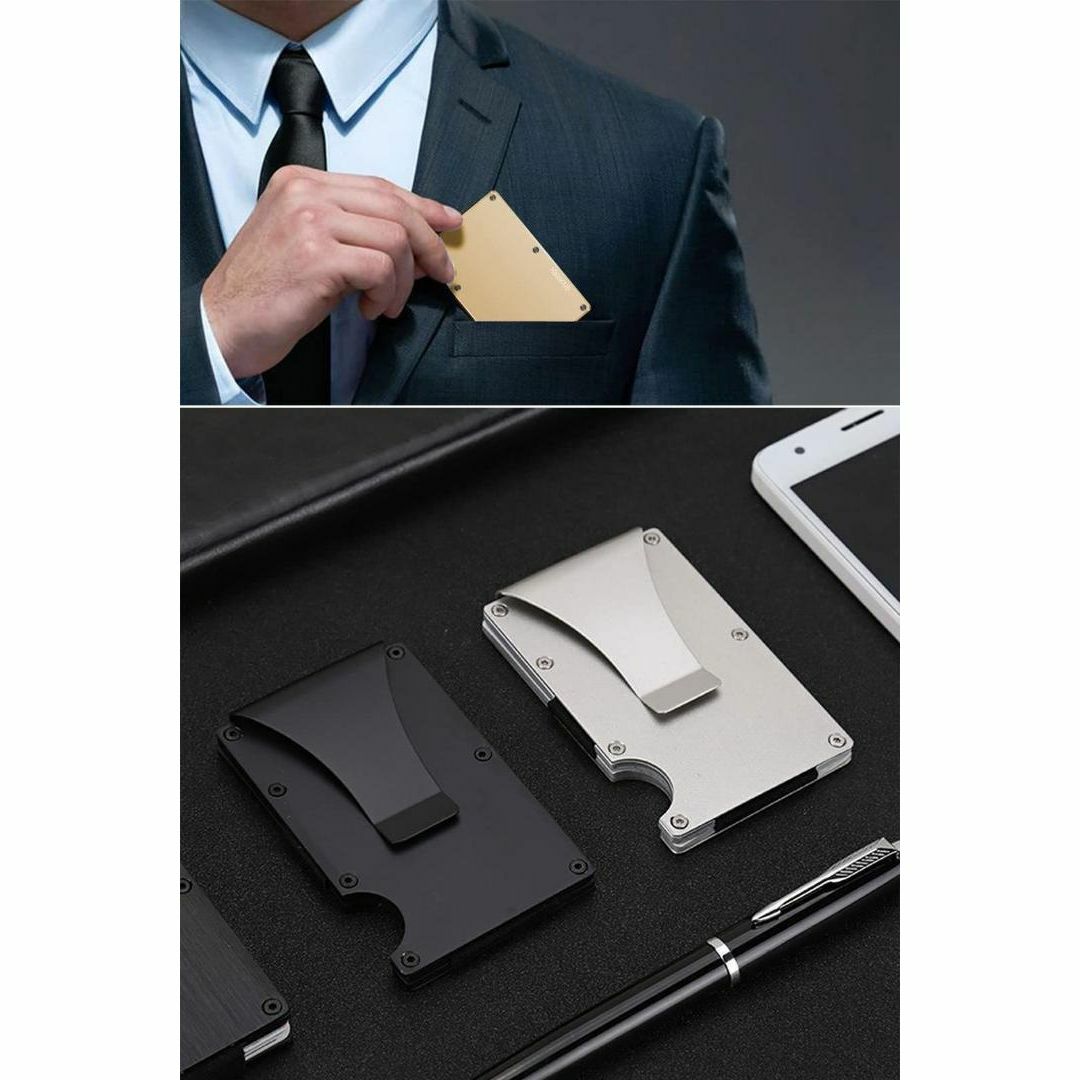 マネークリップ クレジットカードケース スキミング防止 ゴールド メンズのファッション小物(マネークリップ)の商品写真