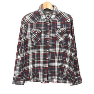 ディッキーズ(Dickies)のディッキーズ シャツ 長袖 チェック柄 コットン トップス レディース Lサイズ ネイビー Dickies(シャツ/ブラウス(長袖/七分))