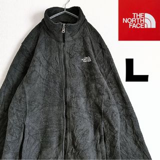 ザノースフェイス(THE NORTH FACE)のノースフェイス　フルジップ　フリースジャケット　グレー　Lサイズ　刺繍　古着(ブルゾン)