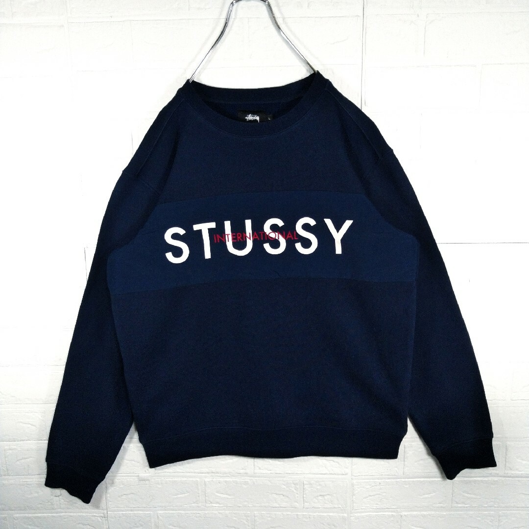 STUSSY(ステューシー)の【STUSSY】ナイロン切り替え　インターナショナルロゴ刺繍　裏起毛　スウェット メンズのトップス(スウェット)の商品写真