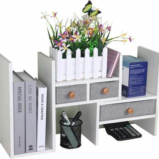 ✨限定値下げ✨木製　拡張可能　机上本棚　デスクトップ　机　卓上収納(本収納)