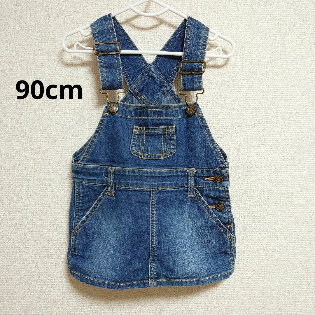 【90cm】子供服 ベビー服 オーバーオール サロペット デニム 女の子 キッズ/ベビー/マタニティのキッズ服女の子用(90cm~)(ワンピース)の商品写真