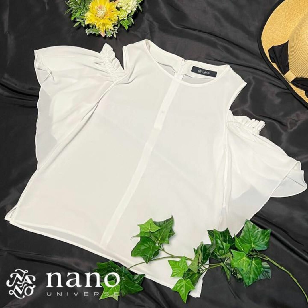 nano・universe(ナノユニバース)の【良品　送料無料】レディース ブラウスシャツ 2点セット　ホワイト レディースのトップス(シャツ/ブラウス(半袖/袖なし))の商品写真