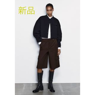 ザラ(ZARA)の新品タグ付き！ZARA ザラ＊スクーバファブリックエフェクトボンバージャケット(ノーカラージャケット)