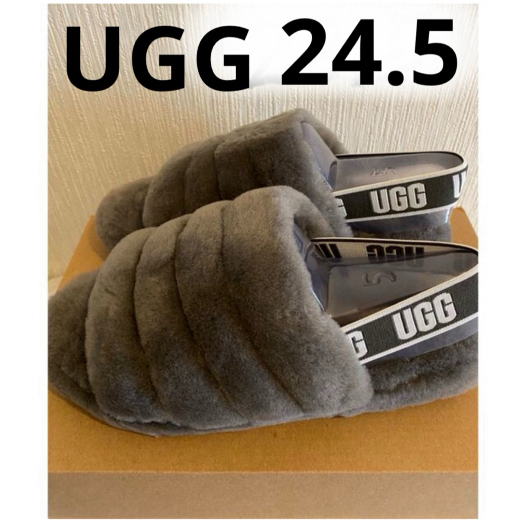 UGG(アグ)のUGG アグ スリッパ フラッフ イヤー スライド　サンダル　チャコール レディースの靴/シューズ(サンダル)の商品写真