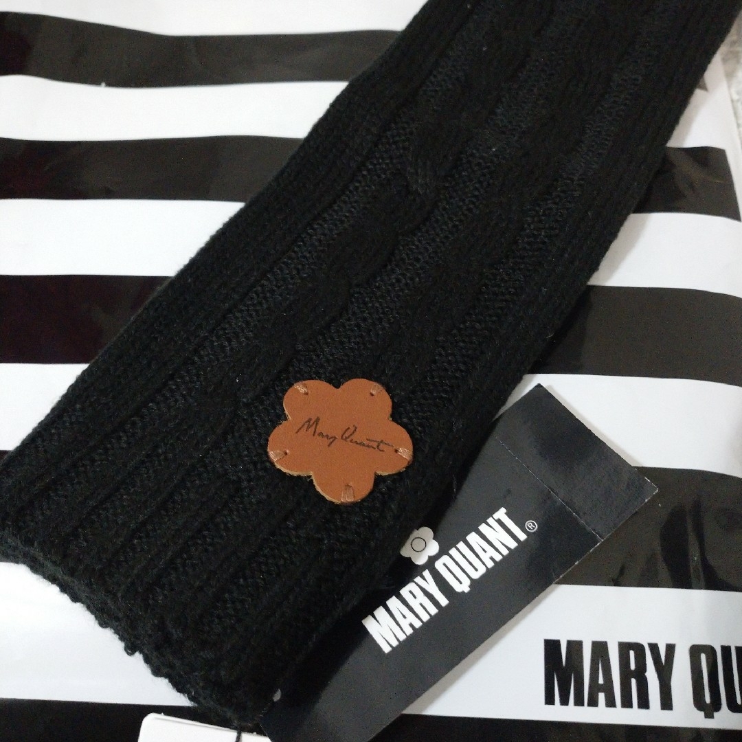 MARY QUANT(マリークワント)のMARYQUANT❤︎アームウォーマー❤︎ブラック‪✿デイジー牛革パッチ‪✿新品 レディースのファッション小物(手袋)の商品写真