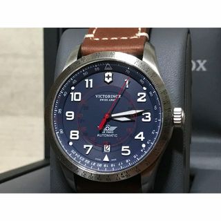 ビクトリノックス(VICTORINOX)のビクトリノックス エアボス メカニカル ブルー ブラウンレザー 241887(腕時計(アナログ))