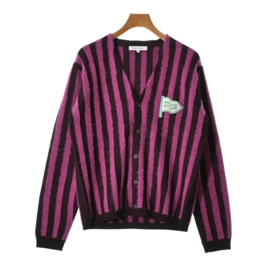 MAISON KITSUNE カーディガン S ピンクx茶(ボーダー) 【古着】【中古】 メンズのトップス(カーディガン)の商品写真