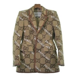 グッチ(Gucci)のGUCCI グッチ カジュアルジャケット 44(S位) ベージュx茶x白(総柄) 【古着】【中古】(テーラードジャケット)