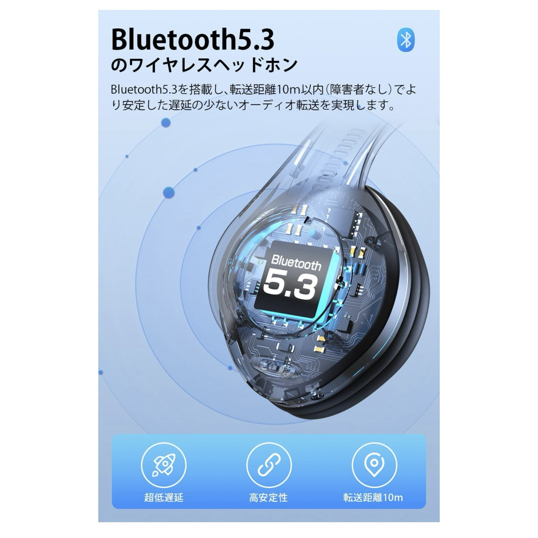 ヘッドホン Bluetooth5.3 TFカード対応 ラジオ機能 折りたたみ式 スマホ/家電/カメラのオーディオ機器(ヘッドフォン/イヤフォン)の商品写真