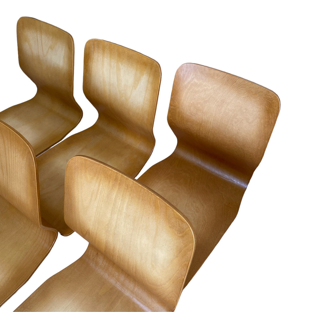 木製座椅子 温泉旅館  モダン 昭和レトロ　6個セット インテリア/住まい/日用品の椅子/チェア(座椅子)の商品写真