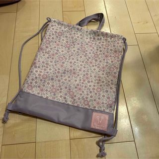 新品　ナップサック　体操服入れ　お花柄　ラベンダー　ピンク(体操着入れ)