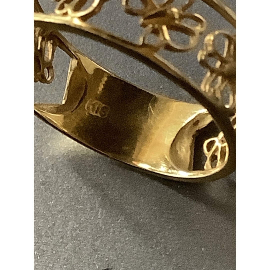 K18 蝶透かし彫り　リング　9号　YG レディースのアクセサリー(リング(指輪))の商品写真