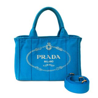 プラダ(PRADA)の【限界値下げ祭29-OF】 プラダ カナパトート PM トートバッグ プラダ キャンバス ブルー レディース PRADA 中古ハンドバッグ(トートバッグ)