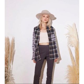 アリシアスタン(ALEXIA STAM)のALEXIASTAM / Plaid Oversized Shirt BLACK(シャツ/ブラウス(長袖/七分))