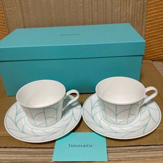 ティファニー(Tiffany & Co.)のティファニー　ウィートリーフ　カップ＆ソーサー   2客　ブルーボックス　リーフ(グラス/カップ)