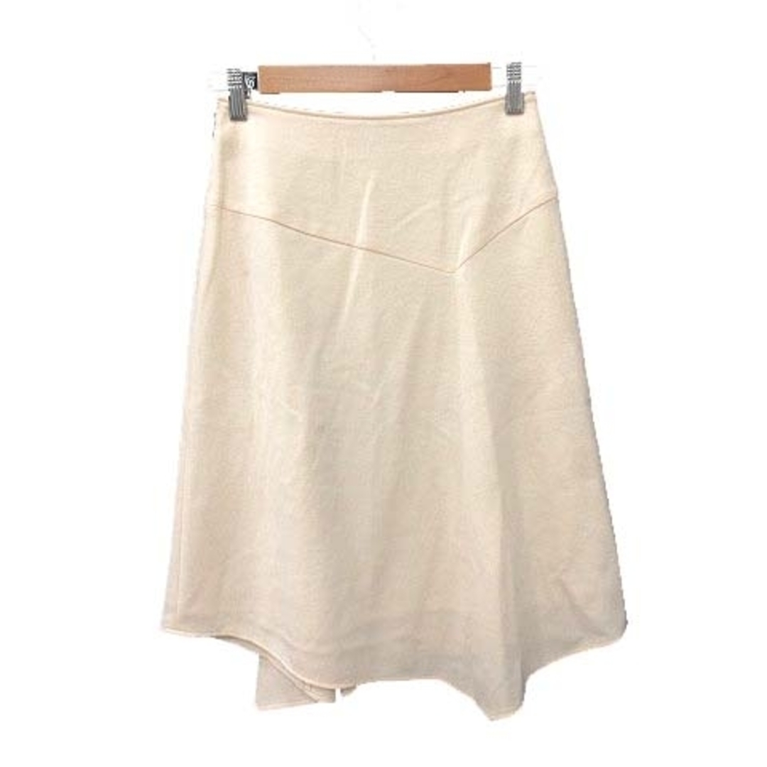 COUP DE CHANCE(クードシャンス)のクードシャンス フレアスカート ひざ丈 タック 変形デザイン ウール 36 白 レディースのスカート(ひざ丈スカート)の商品写真