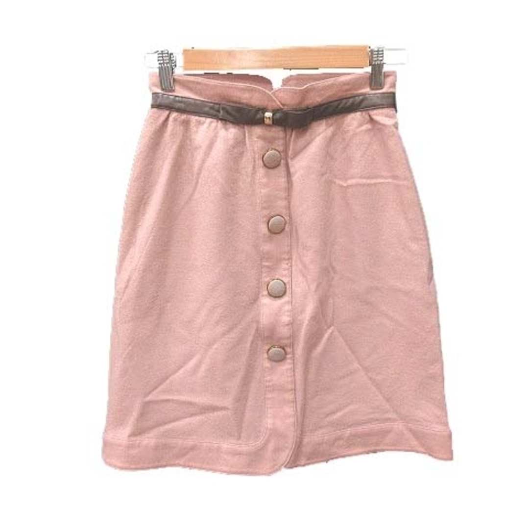 QUEENS COURT(クイーンズコート)のクイーンズコート 台形スカート ひざ丈 ウール パイピング リボン 0 ピンク レディースのスカート(ミニスカート)の商品写真