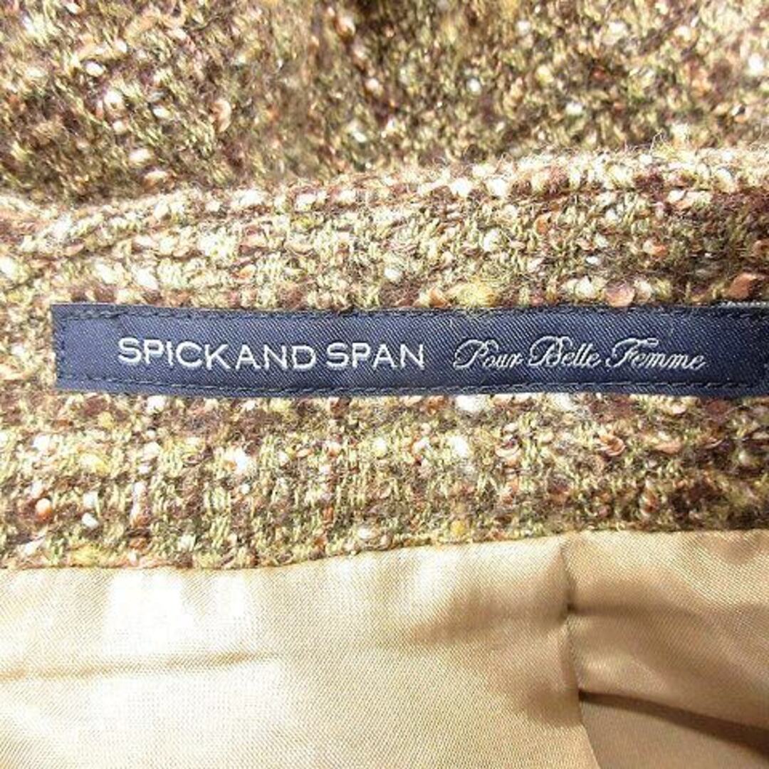 Spick & Span(スピックアンドスパン)のスピック&スパン 台形スカート ミニ ツイード ウール 36 カーキ 緑 レディースのスカート(ミニスカート)の商品写真
