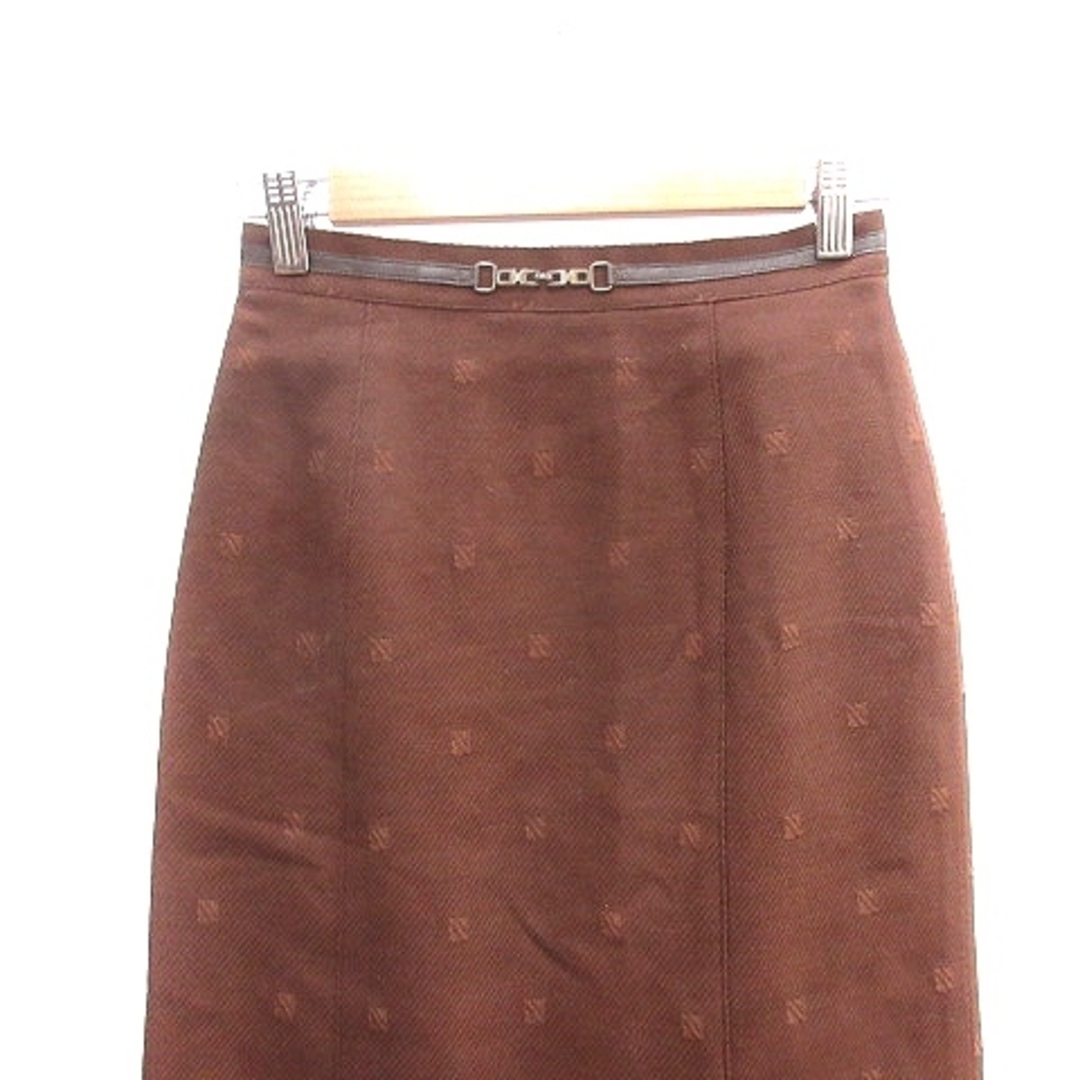 INDIVI(インディヴィ)のインディヴィ タイトスカート ミモレ ロング 総柄 38 茶 ブラウン /AU レディースのスカート(ロングスカート)の商品写真