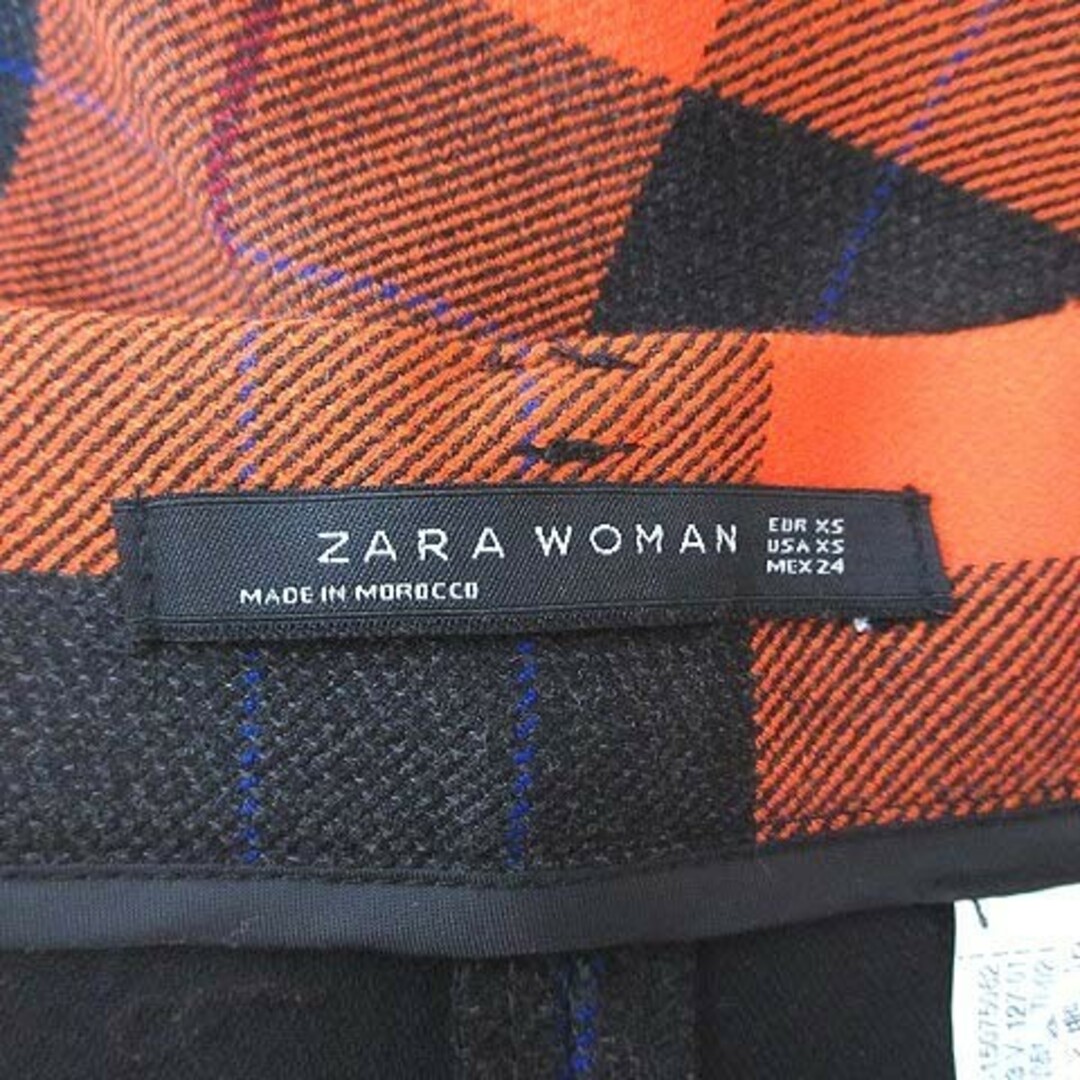 ザラウーマン タイトスカート ロング チェック スリット XS オレンジ 黒 レディースのスカート(ロングスカート)の商品写真