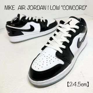 ナイキ(NIKE)のNIKE★エアジョーダン1★ロー★コンコルド★ホワイト×ブラック/白黒★24.5(スニーカー)