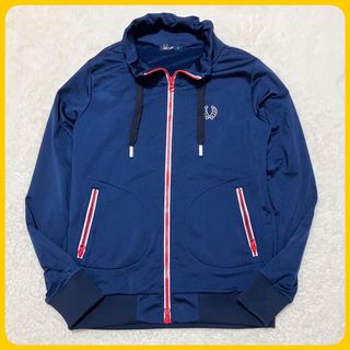 フレッドペリー(FRED PERRY)の希少 FRED PERRY トラックジャケット 紐 ポケット チャック ロゴ 紺(ジャージ)