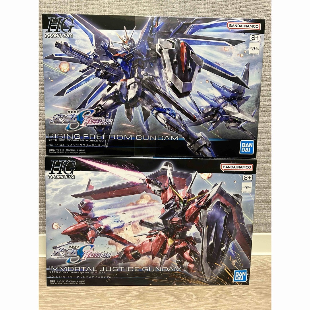 High Grade（BANDAI）(ハイグレード)の【セット売】HG ライジングフリーダムガンダム イモータルジャスティスガンダム エンタメ/ホビーのフィギュア(アニメ/ゲーム)の商品写真