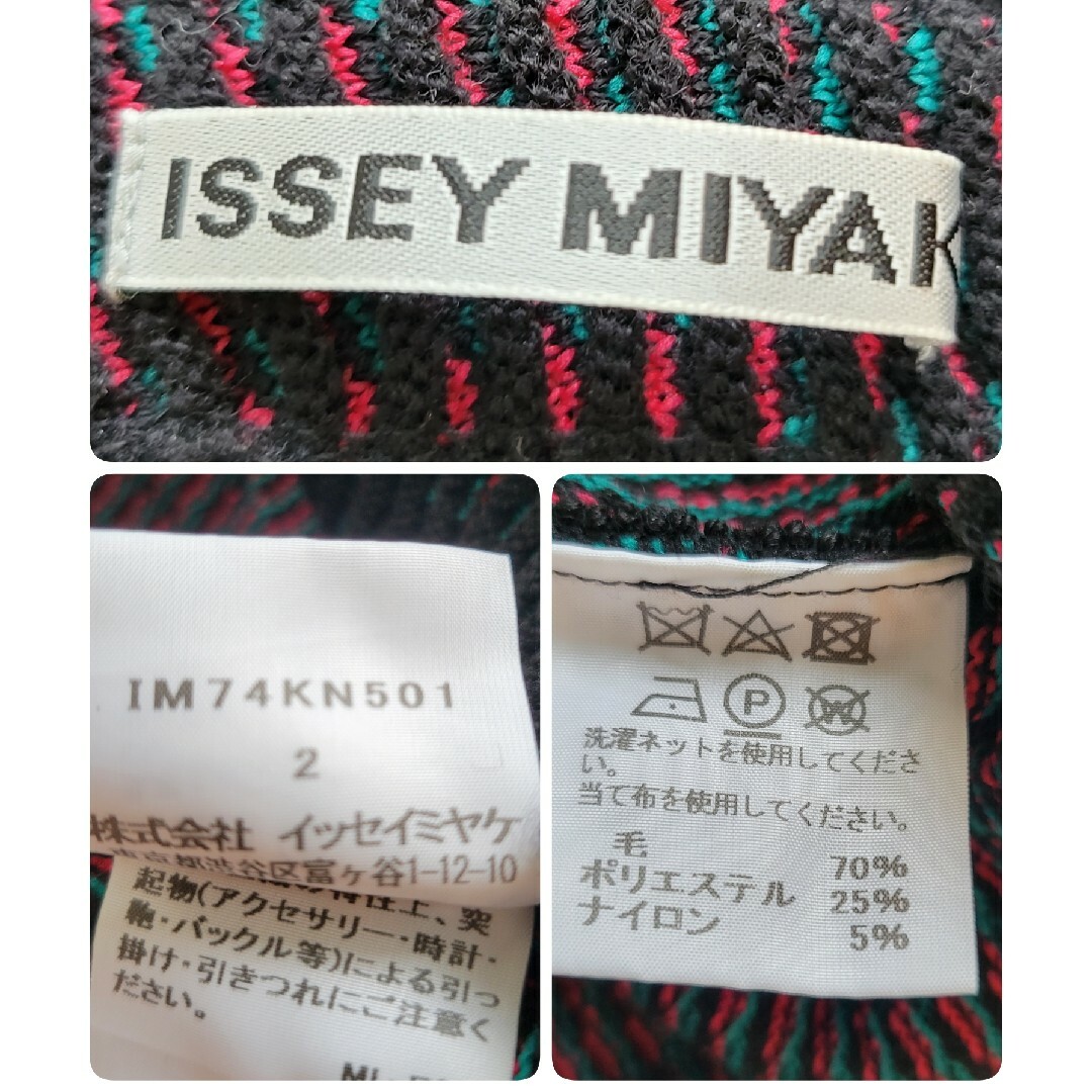 ISSEY MIYAKE(イッセイミヤケ)の【希少】イッセイミヤケ　変形　横プリーツ　グラデーション　ニット　トップス レディースのトップス(ニット/セーター)の商品写真